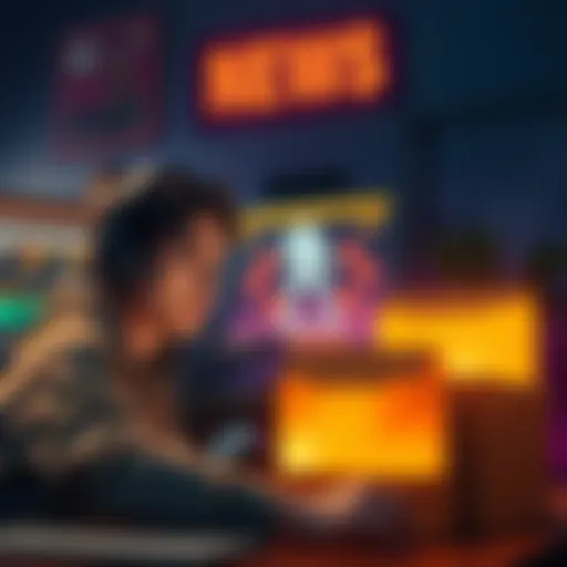 A gamer sitting with a disappointed expression, staring at their screen where loot boxes are displayed, showing empty rewards.