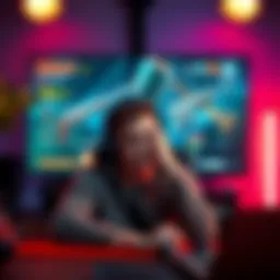 A frustrated gamer sits in front of a screen showing a raid game, looking disappointed after failing to receive any exclusive weapons after several runs.