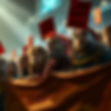 Disappointed fans of Lore Bard 2024 A group of fans expressing disappointment over Lore Bard 2024's release, showing displeased expressions and holding banners.