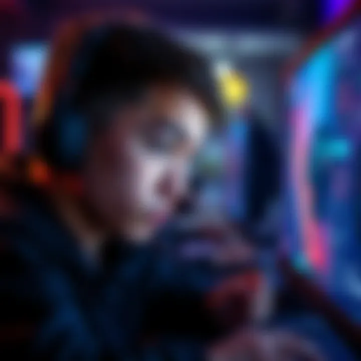 Disappointed gamer looking at screen A frustrated gamer staring at a computer screen while playing a game, showing signs of disappointment.