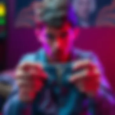 A frustrated gamer looking at a broken video game controller, showing feelings of disappointment