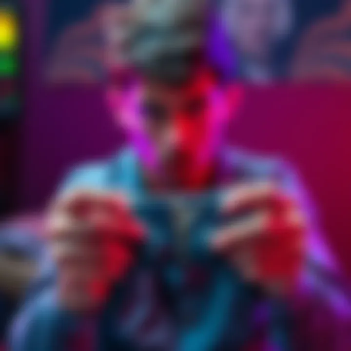 Disappointed gamer holding a broken game controller A frustrated gamer looking at a broken video game controller, showing feelings of disappointment