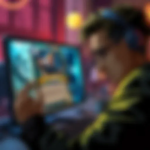 A Hearthstone player looks frustrated while examining a card that provides 8 armor, showing the card art on screen and a frown on their face.