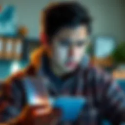 A frustrated person checking their email on a phone, looking upset after missing product launch notifications and being moved back to the wait list.