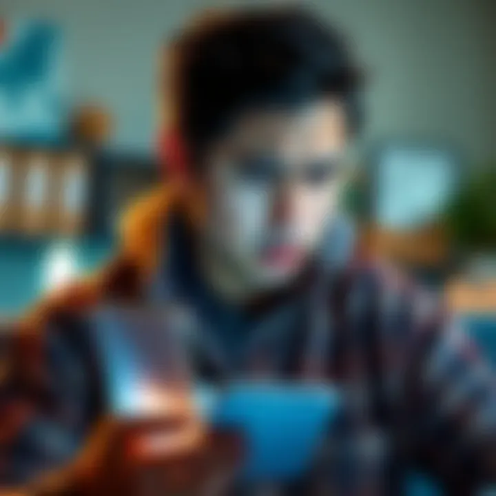 A frustrated person checking their email on a phone, looking upset after missing product launch notifications and being moved back to the wait list.