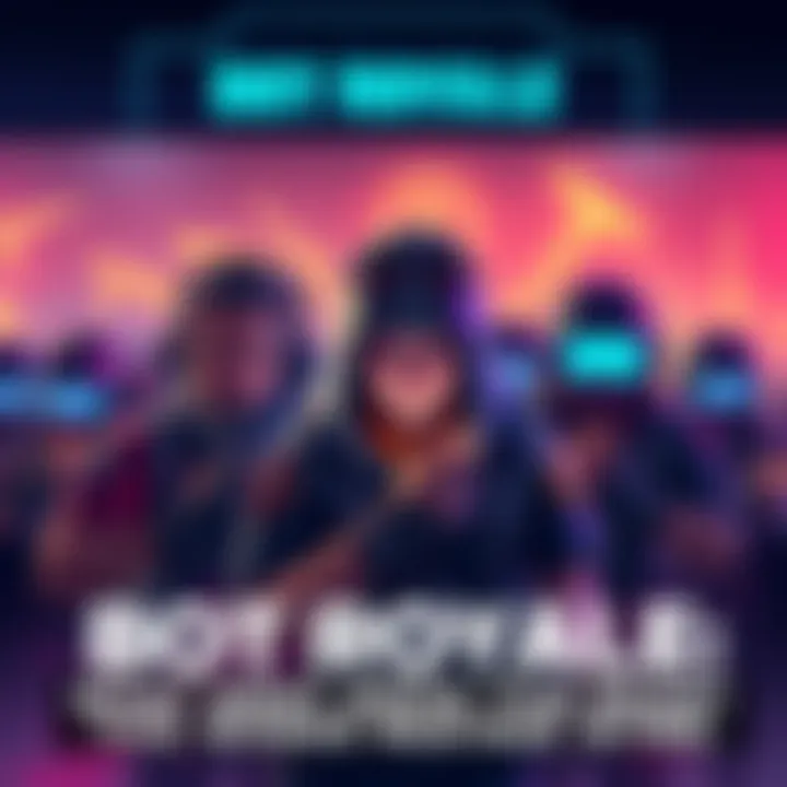 Group of players looking frustrated while playing Bot Royale, with various weapons displayed on screen