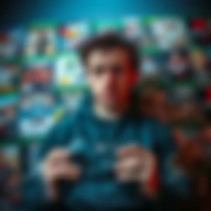 A former Xbox fan looking disappointed while holding a controller, surrounded by various Xbox game covers.