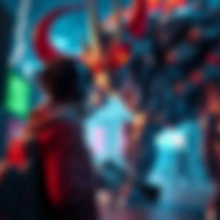 A gamer facing a visually impressive final boss that lacks challenge, with a vibrant game environment in the background.