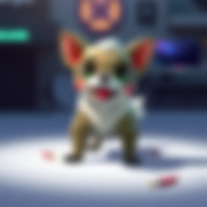 A digital illustration showcasing a poorly designed pet sidekick in a video game, highlighting its unappealing features and lack of charm.