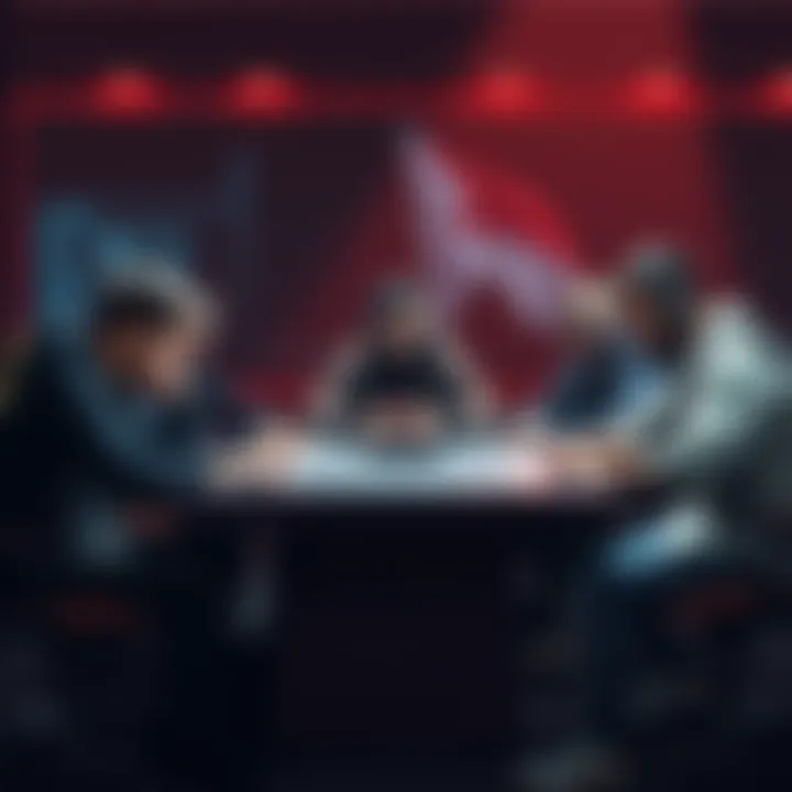 A group of developers sitting around a table with a somber expression, discussing the disbandment of their project