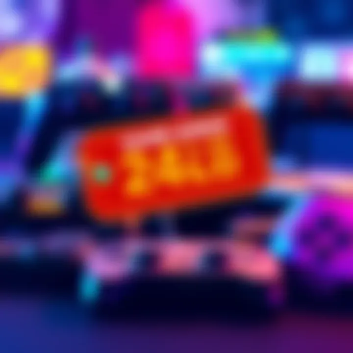 A promotional graphic showing a discount tag for disc-free games with gaming controllers in the background.