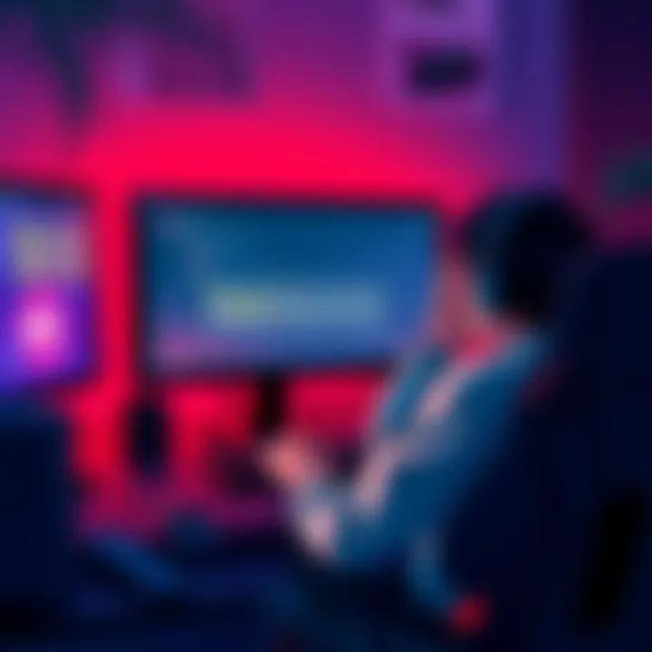 A player frustrated with their computer, trying to unlink their Epic Games account from Prime Gaming, showing a gaming setup with error messages on the screen.