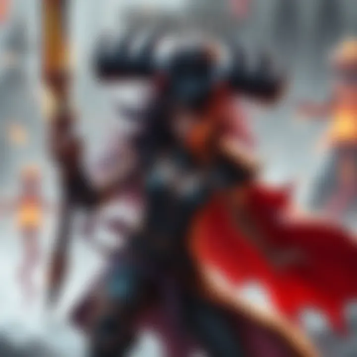 A character named Discordia holding a weapon, looking determined in a fantasy game environment