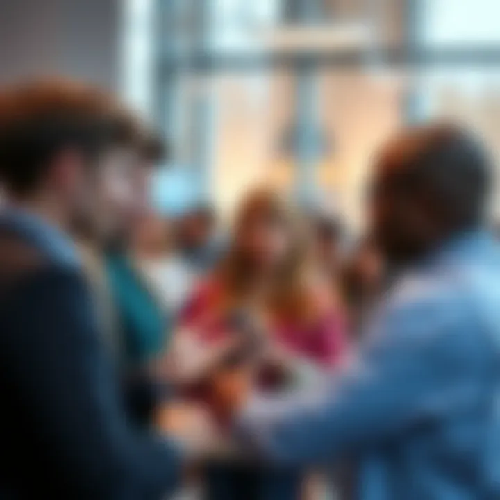 Group of people exchanging thoughts and ideas about two subjects.