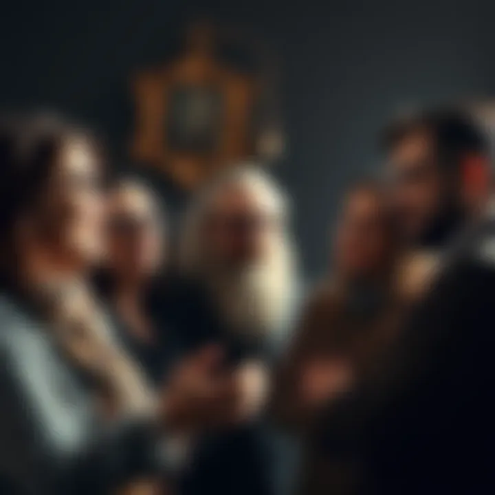 A group of people engaging in a discussion about skin resembling Jewish stereotypes, expressing mixed emotions and debating representation.