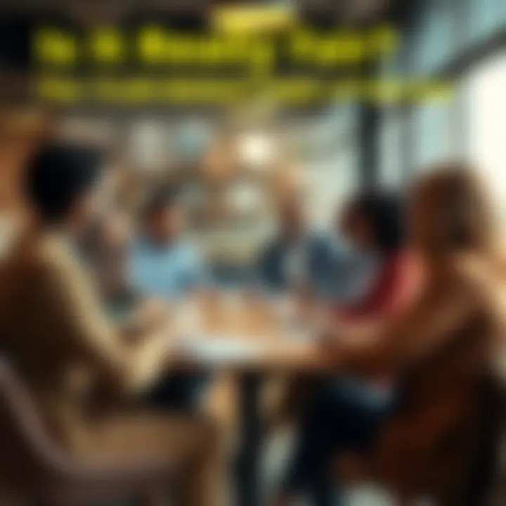 A diverse group of people having a serious discussion about fairness in society, seated around a table with notebooks and coffee cups