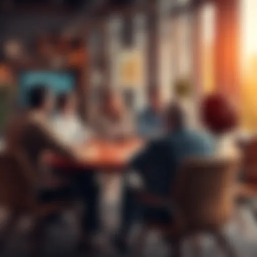 Discussion on Implementation Group of people discussing a recent implementation at a round table