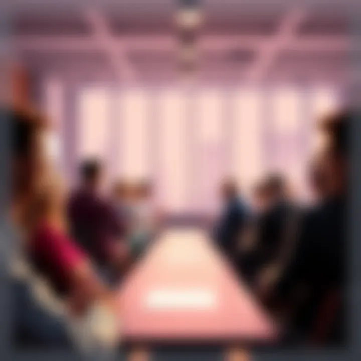 A group of people in a forum setting discussing their views on pre selected drop ranked choices, showing divided opinions