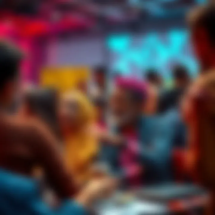 A group of people debating about skin transitions in a vibrant forum, expressing confusion and opinions.