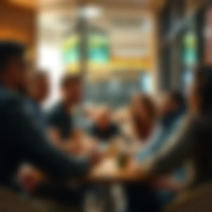 A group of people engaged in a lively conversation, analyzing the phrase 'Solid you say?' in a casual setting.
