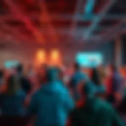 A group of people engaged in a lively discussion about an unknown topic at a forum.