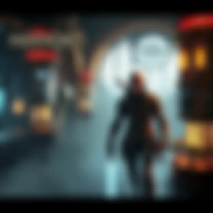 A character from Dishonored in a steampunk environment, showcasing unique abilities and artistic style.