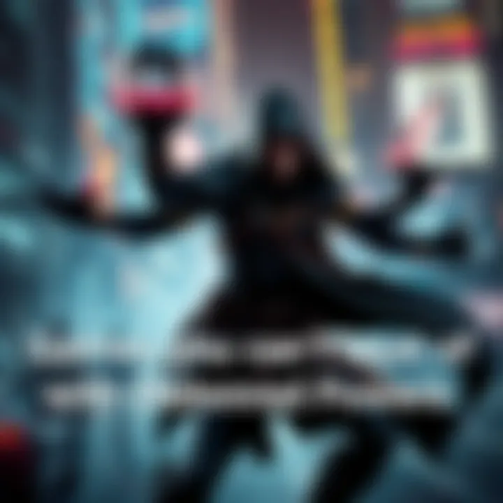 A character from Dishonored series demonstrating unique abilities in a futuristic city environment while encountering obstacles from various games