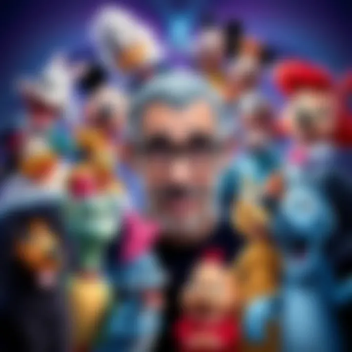 A collage of various Disney characters voiced by the same actor, showcasing their unique designs and expressions.