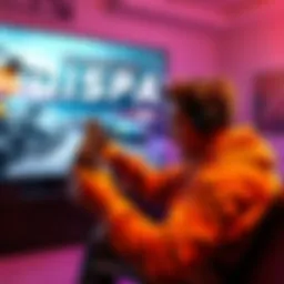 A gamer excitedly playing Dispatch on an Xbox console, showcasing vibrant graphics and engaging gameplay.