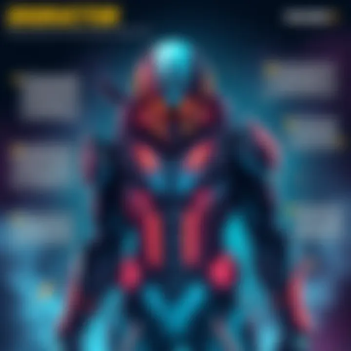 A digital illustration of the hero Disruptor, highlighting its unique features and appearance, surrounded by quotes and comments from fans discussing its design flaws.