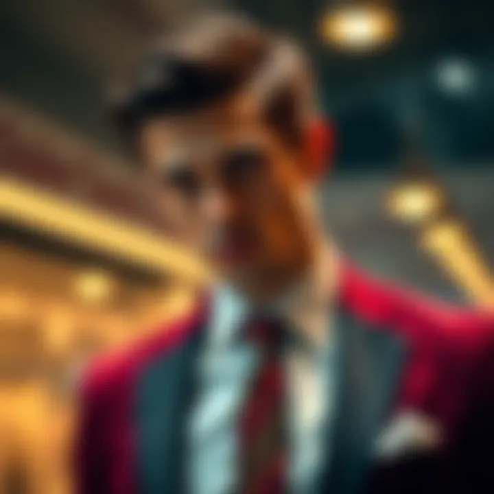 A well-dressed man exuding charm, wearing a tailored suit and tie, showcasing confidence and sophistication.