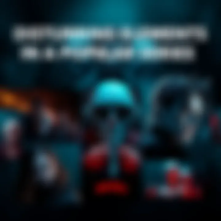 A collage of unsettling scenes from a popular series that raises questions about society and human behavior.