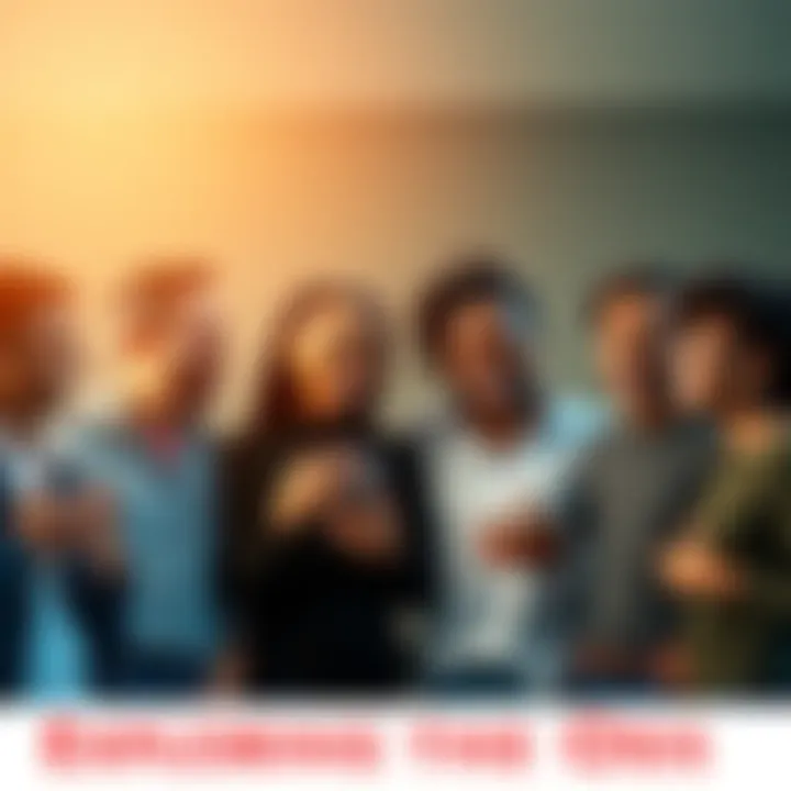 A diverse group of people engaged in a lighthearted conversation, showcasing their unique appearances and personalities.