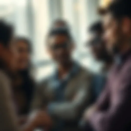 A group of people of different backgrounds discussing ideas together