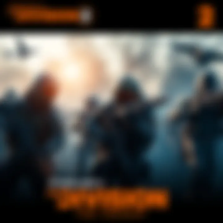 A group of players coordinating during a mission in Division 2 with weapons drawn, showing teamwork and excitement in the midst of battle.