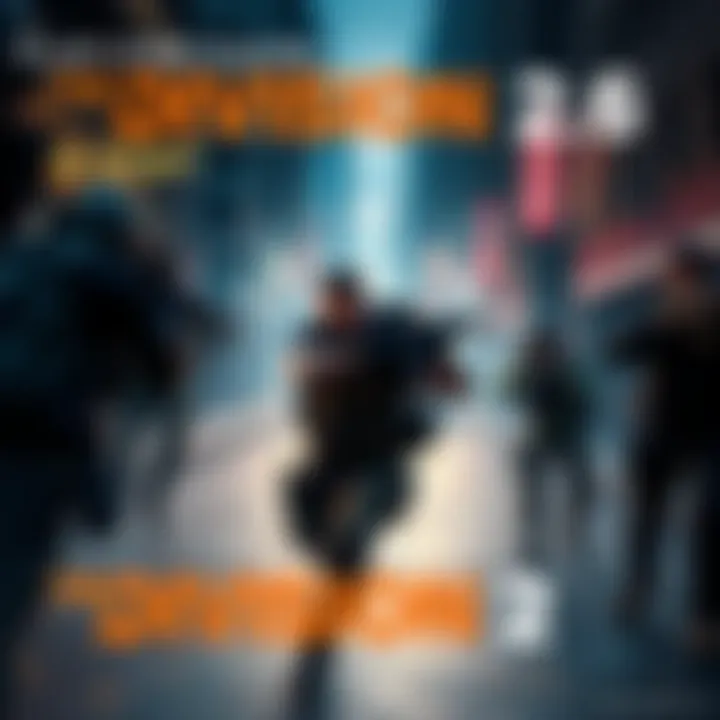 Division 2 action scene A character in tactical gear fights in an urban environment with guns drawn, surrounded by allies