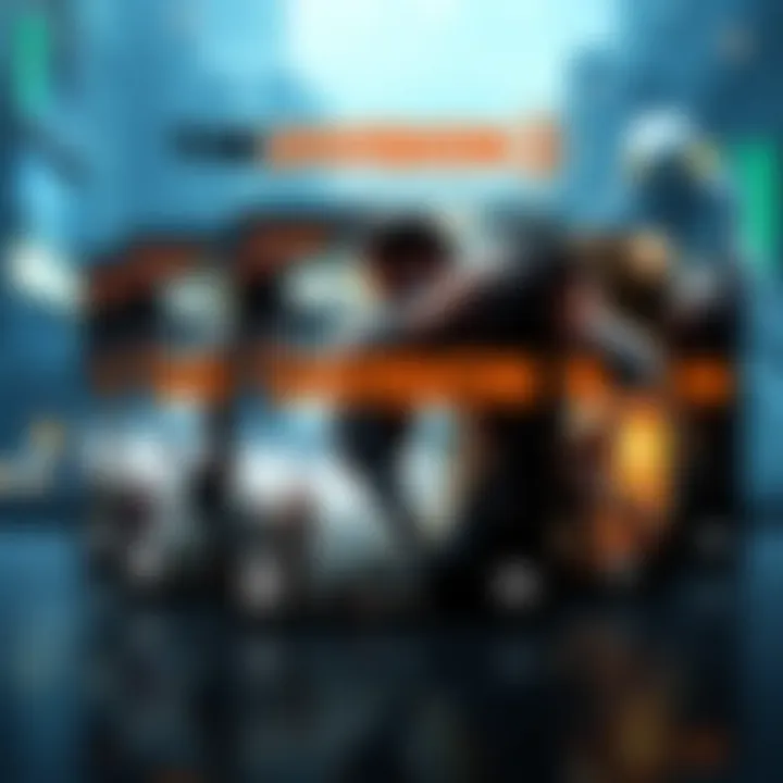 A display of The Division 2 DLC packs showing various expansions for the game, with a background of in-game action scenes.