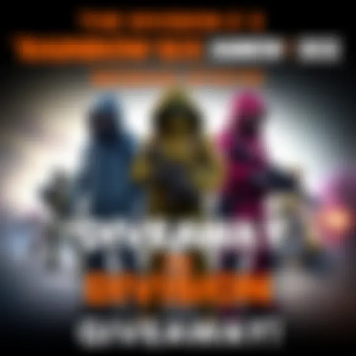 A graphic showcasing outfits from The Division 2 and Rainbow Six Siege for a collaboration event with details about the giveaway
