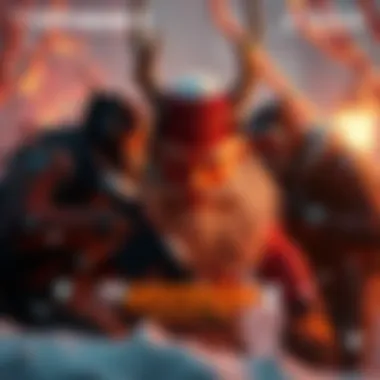 The Division 2 Winter Event Agents in The Division 2 facing Krampus during the Winter Event with festive decorations around them