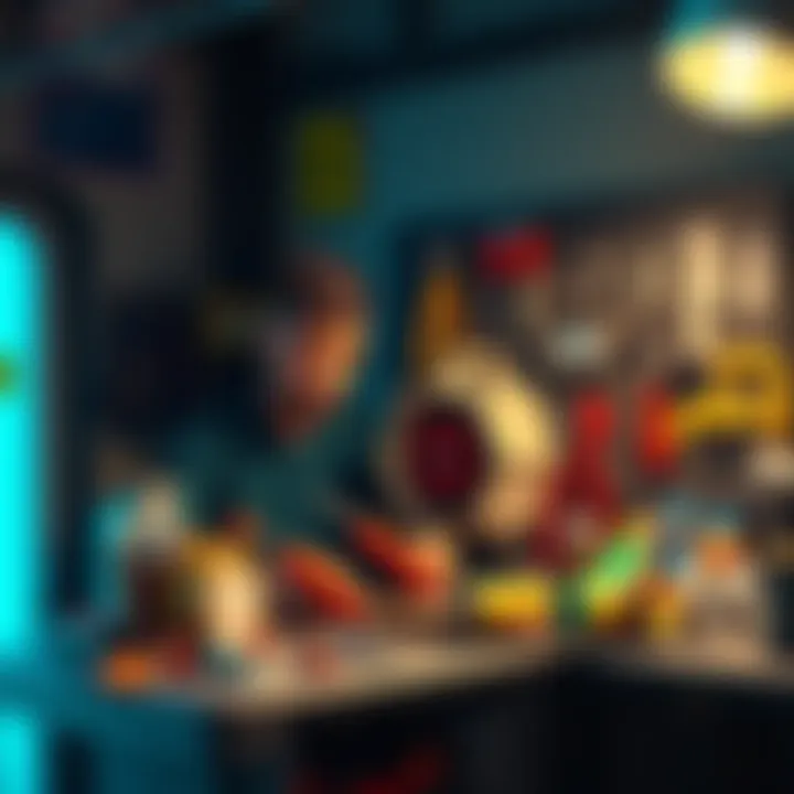 A player unlocking rewards at a DIY station with various tools and items around them.