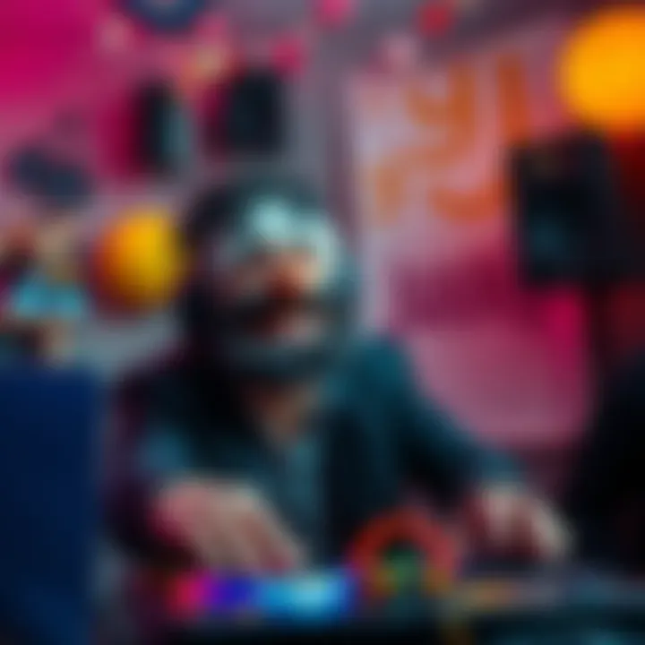 A cheerful DJ Tickle smiling and inviting people to join the Lincoln Project, surrounded by fun decorations and music equipment.