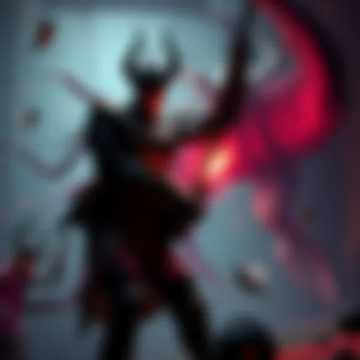 A gamer battling against Markiona, the Puppeteer in a dark game environment, showcasing the intense fight with vibrant visuals and dynamic action.