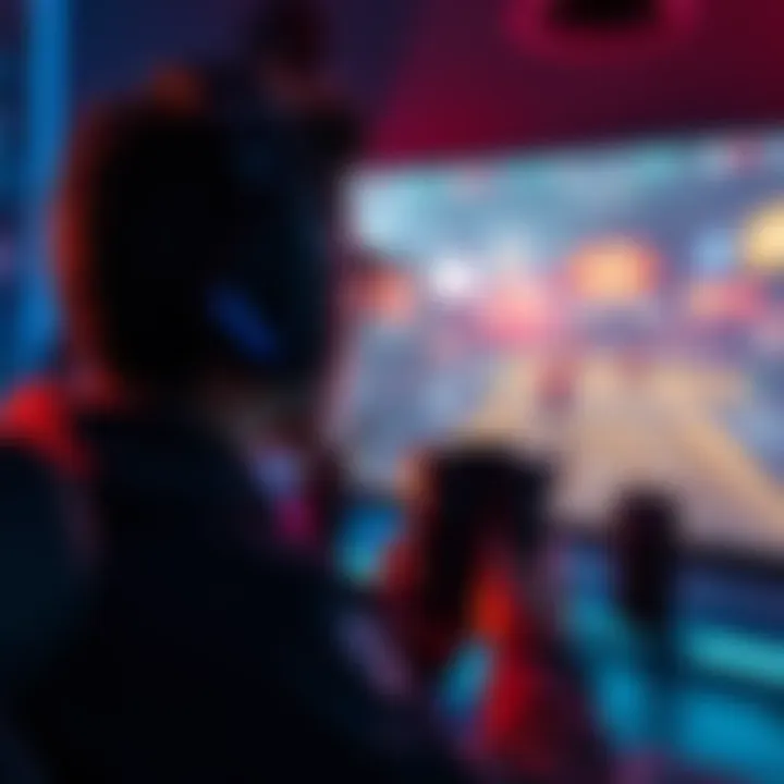 DLSS Technology in Gaming A gamer experiencing enhanced graphics in a video game using DLSS technology, showing improved visuals and performance on screen.