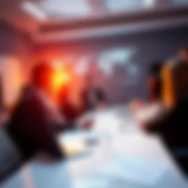 DMG team members discussing roadmap updates and communication strategies in a meeting room