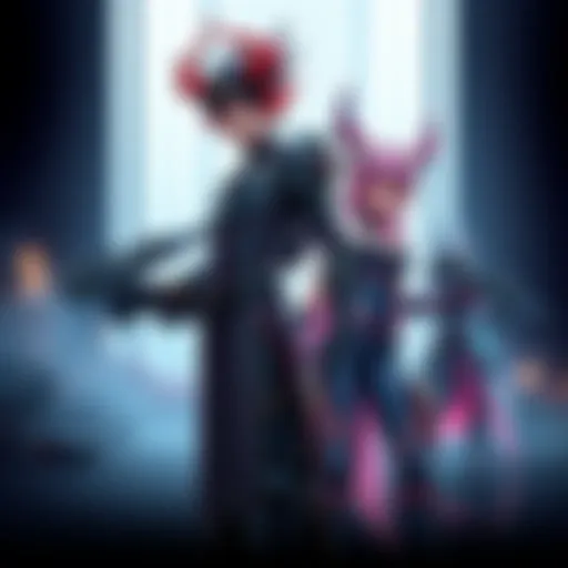 Dmon character comparison Dmon stands in a battle pose next to DVa, showcasing similarities in design and mechanics.