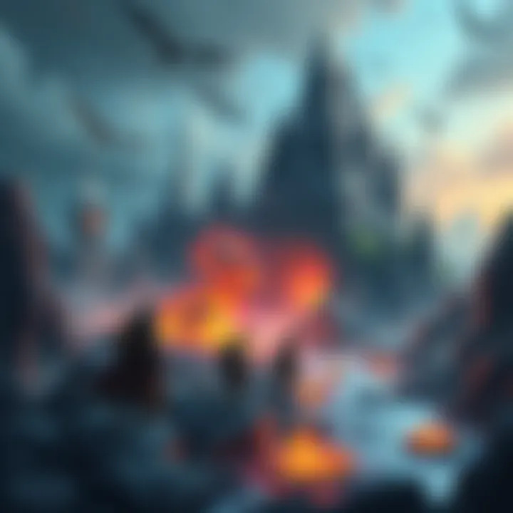 A visual representation of a merged Dungeons & Dragons world featuring Lost Mines, Icespire Peak, and Stormwreck Isle with adventurers exploring diverse terrains.