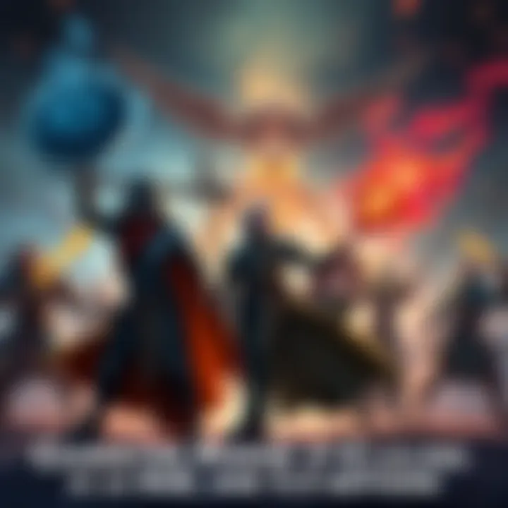 DnD Character Battle A group of fantasy characters from DnD 5.5 edition showcasing their abilities in a strategic battle scene.