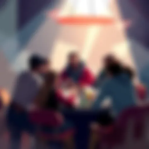 DnD Combat Alternatives A group of players gathered around a table, discussing various ways to make DnD combat more engaging. Dice and character sheets are visible, with notes on fun alternatives.