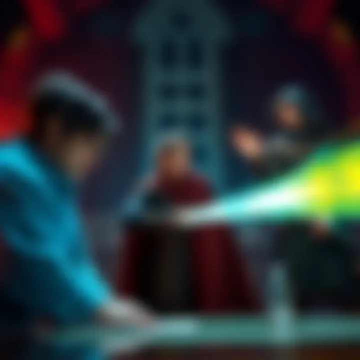Players using Command spell in D&D Dungeons & Dragons players strategizing together with one character casting the Command spell to instruct allies to attack during a game session
