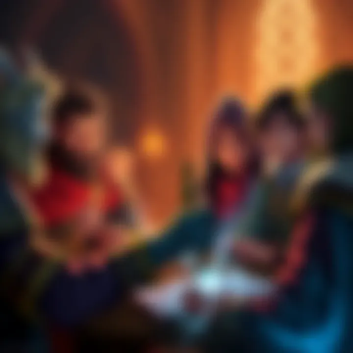 A creative DnD meme featuring characters from Frieren during a mage exam scene, showcasing their expressions and interactions. Fans are encouraged to provide feedback on character dynamics.